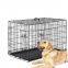 Folding Pet Cage and Metal Wire Dog Kennels Crate With Double-Door,Tray,Handle and Divider