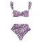 3 Pieces Ladies Women Sexy Swimsuit Bikini Swimwear with Mesh Swimsuit Cover Up Skirt