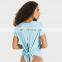Quick Dry Cool Soft Sexy Back Hollow Out Boe Tie Short Sleeve Gym Top Loose Casual Women Workout Sports Fitness Walking Wear
