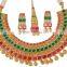 Indian Bollywood Style Crystal Ruby Red & Green Necklace Sets