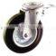 Swivel/Swivel Brake Bolt Hole Castor Fitted with Rubber Wheel, Metal Rim