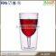 Acrylic double wall wine glass with lid and straw