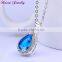 New Sapphire Blue Crystal Platinum Plated Pendant Necklace Collar Choker Necklace Women Fashion Necklaces for Women 2014