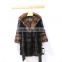 2016 new factory grey natural long mink fur coat for fashion women