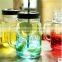 Clear Glass Mason Drinking Jars with Colorful Mattel lids Perfect for Picnic and Party Decor and Everyday Use
