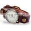 Vintage Roman Round Dial Lady Women Quartz Brown Leather Band Bronze Case Bracelet Watch