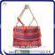 Colored Stripe Foadble Straw Bag With Metal Chain