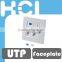 RJ45 Keystone 2-Port Angled Single Gang Faceplate with Door and Label