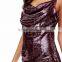 Lady Cocktail Gowns Deep V Short New Design Evening Dress Sequins Sling Dress
