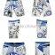 blue and white line design men board shorts