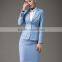 Juqian suits simple pattern blue women office uniform design women's elegant dress suit