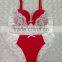 High Fashion style red match white lace sexy ladies bra panty set