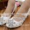 Lace is low with bridesmaid dresses and a comfortable hand-made white wedding shoes WS034