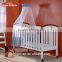 New arrival baby cots healthy durable solid wood adult baby bed with soft cushion