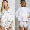 High quality white embroidery tops for lady,fashion babydoll blouse designs