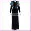 midi-sleeved graceful glossy black dress