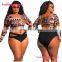 Two Piece Long Sleeves Printing Flower Women Sexy Swimwear Girls Bathing Suit