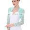 Stock Womens Ladies Long Sleeve Cropped Pale Turquoise Lace Shrug Bolero BP000049-3