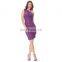 Kate Kasin Sexy Cheap Womens High Stretchy One Shoulder Pleated Short Purple Bodycon Cocktail Dress KK001002-1