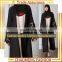 1502#Lace Cuffs Black Muslim Cardigan Patching Long Dresses Islamic Robe with Hijab Open Abaya Kimono 2017