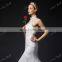 2015 new design sleeveless backless high neck halter wedding dress with trail