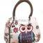 Colorful Owl design Cotton Canvas shoulder shopping Bag