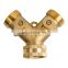 HX-3104 Solid Brass Body Backyard 2 Way Y Valve Garden Hose Connector Splitter Adapter