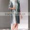 Knee-Length Beautiful Silvery Mother of the Bride Dress with Long Jacket and Appliques Elegant Mother of the Bride Dress