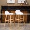 Discount modern designer design bar furniture wood leg pu fabric face oh bar chair
