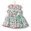 2016 model Green Cute Side summer floral Printed trendy 100 Cotton print dresses&dress for sale