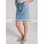 Fashion classic stretch elegant blue vertical stripes midi denim pencil skirt for lady