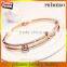 High Quality Double Round Full Rhinestone Bangle Crystal 18k Rose Gold Bracelet