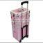 professional aluminum makeup suitcase wheeled pink beauty trolley case