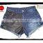 Ladies Low Waist Hole Jeans Denim Shorts Hot Pants for girl with tassel bottom leather front