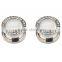 8 Pairs White Rhinestone Lined Screw On Double Flare Hollow Flesh Tunnel Ear Plug Earlet - Available in Low & Giant Gauges