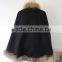 Graceful Natural Raccoon Fur Edge Cashmere Shawl Winter Fur Trim Pushmina Like Poncho Cape