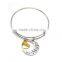 Fashion simple design alloy alphabet adjustable wire bangle