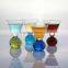 Lead free colorful cocktail glass set with round bottom