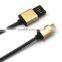 Double Side Micro USB 2.0 Metal Data Cable Flat Noodle Cable for Android Mobile
