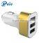 2016 Hot sale mobile car charger 3 port car usb adapter with blue LED indication