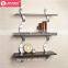 Three Level Shelving System with Decorative Ondulating Brackets glossy MDF wood wall shelf