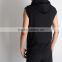Customized clothing kangaroo pocket plain black sleeveless hoodie