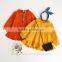 Simple dress designs fashion girls long sleeve ruffle round neck dresses