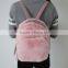 Myfur Baby Pink Girls Real Rabbit Fur Trim Leather Backpack Bag Wholesale