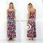 Boho Floral Print Long Maxi Dress Summer Beach Strap Backless Dress apparel