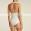 Women wholesale ruffle high neckline sleeveless one piece swimsuit