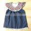 Yawoo floral patterns denim tunic kids dresses baby girls summer clothes