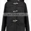 winter outdoor hood and slit pockets duffle casual coats for women