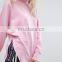 Hotcakes Women Autumn Wear High Neck Pink Sweatshirt With Split Sides