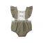 Kids Baby Girl Solid Summer Clothes Lace Romper Backless Button Jumpsuit Outfits Baby Clothing